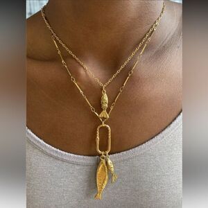 Gold Fish Pendant Necklace A1248